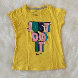 Nike Kids Tee in Yellow with Multicolor 'Just Do It' Design